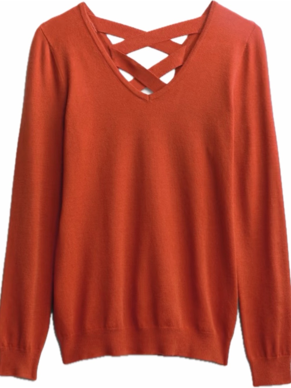 Love Ellie Mia Back Detail Sweater Orange V Neck Pullover Womens M